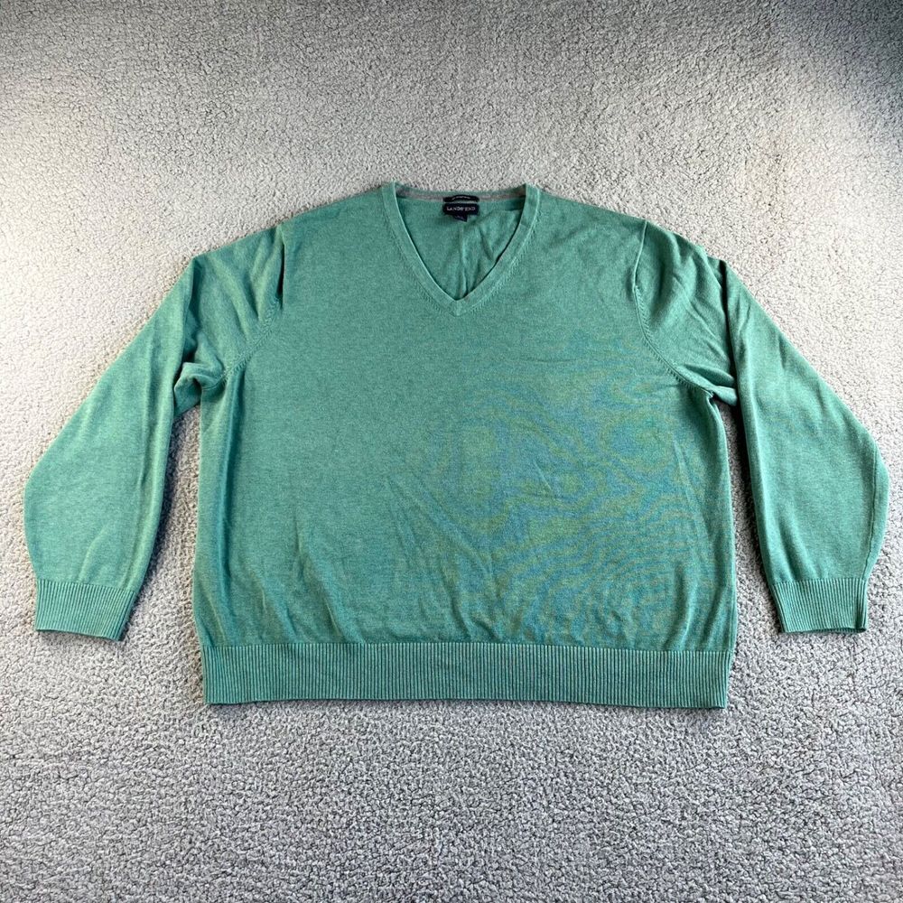 NEW Lands' End‎ Sweater Mens 2XL (50-52) Green Pullover Supima Cotton V Neck